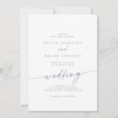 Boho Chic Slate Blue Wedding Einladung (Vorderseite)