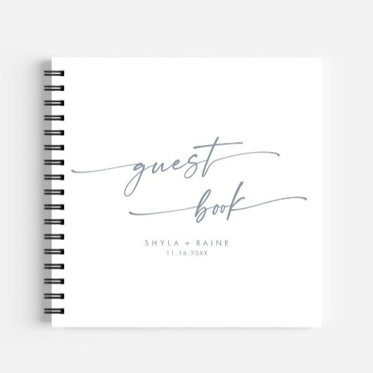 Boho Chic Slate Blue Wedding Guest Book Notizblock