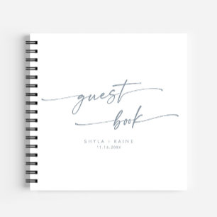 Boho Chic Slate Blue Wedding Guest Book Notizblock