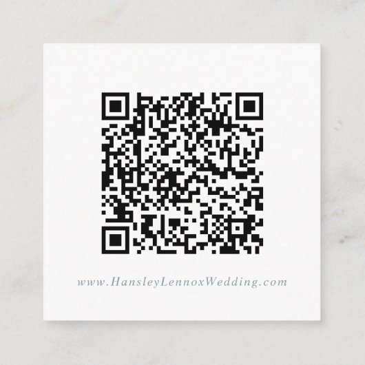 Boho Chic Slate Blue Wedding QR Code Details Begleitkarte (Rückseite)