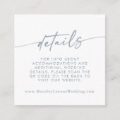 Boho Chic Slate Blue Wedding QR Code Details Begleitkarte (Vorderseite)