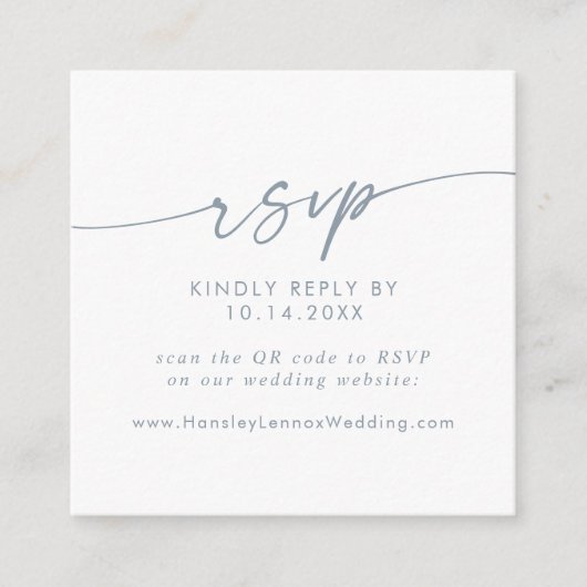 Boho Chic Slate Blue Wedding QR Code UAWG Begleitkarte (Vorderseite)