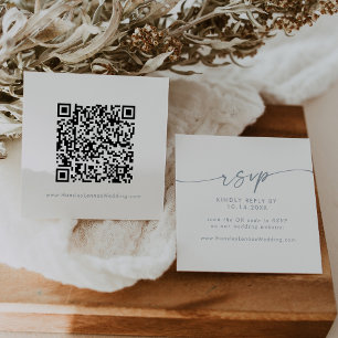 Boho Chic Slate Blue Wedding QR Code UAWG Begleitkarte