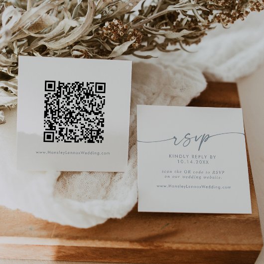 Boho Chic Slate Blue Wedding QR Code UAWG Begleitkarte