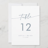 Boho Chic Slate Blue Wedding Tischnummern (Vorderseite)