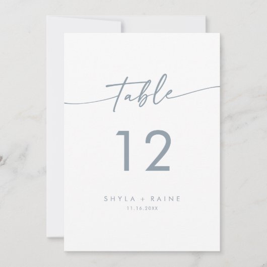 Boho Chic Slate Blue Wedding Tischnummern (Vorderseite)