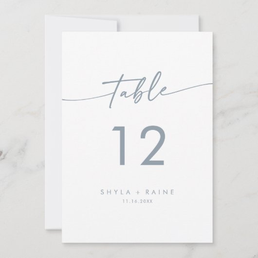 Boho Chic Slate Blue Wedding Tischnummern (Rückseite)