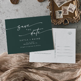 Boho Chic Smarald Green Wedding Save the Date Einladungspostkarte