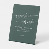 Boho Chic Smarald Green Wedding Signature Drink Sockelschild (Vorderseite)