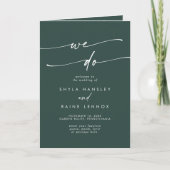 Boho Chic Smarald Green wir falten Hochzeit Programm (Vorderseite)