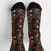 Boho Chic Socken mit Retro Circle Art (Oben)