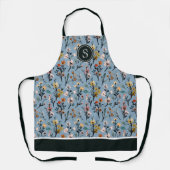 Boho Chic Soft Blue Watercolor Floral Schürze (Vorderseite)