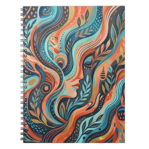 Boho Chic Spirituelle Göttin mit Blättern Foto Notizblock