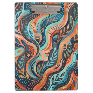 Boho Chic Spirituelle Göttin mit Blättern   Klemmbrett