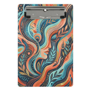 Boho Chic Spirituelle Göttin mit Blättern   Mini Klemmbrett