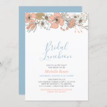 Boho Chic Spring Floral Bridal Luncheon Dusche Inv