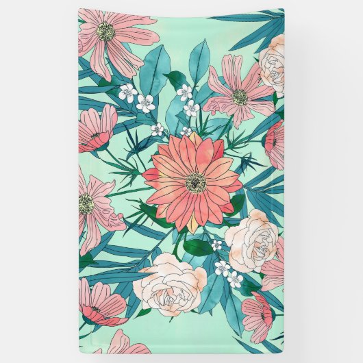Boho chic spring garden Blume Illustration Banner (Vertikal)