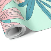 Boho chic spring garden Blume Illustration Geschenkpapier (Rolleneckpunkt)