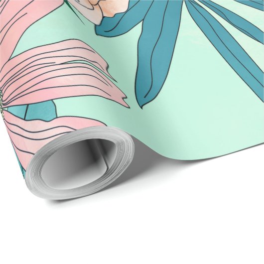 Boho chic spring garden Blume Illustration Geschenkpapier (Rolleneckpunkt)