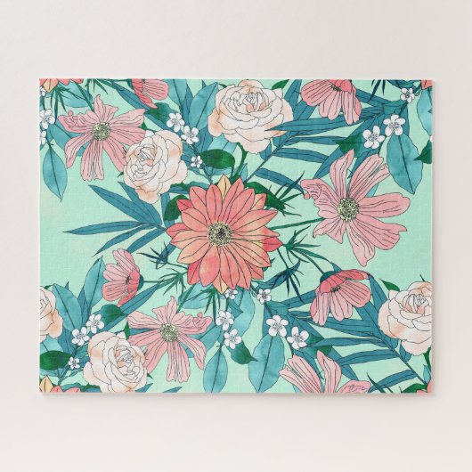 Boho chic spring garden Blume Illustration Puzzle (Horizontal)