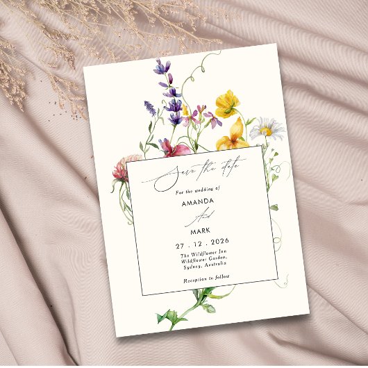 Boho Chic Spring Wildblumen Einladung Hochzeit