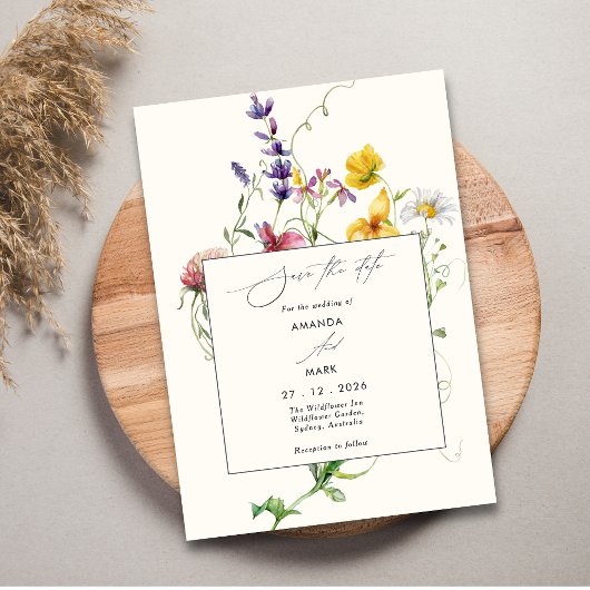 Boho Chic Spring Wildblumen Einladung Hochzeit