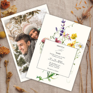 Boho Chic Spring Wildblumen Hochzeit Einladung