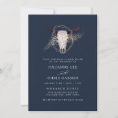 Boho Chic Steer Skull Einladung zur Hochzeit (Vorderseite)