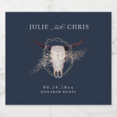 Boho Chic Steer Skull Wedding Alkoholflaschenetikett (Einzelnes Label)