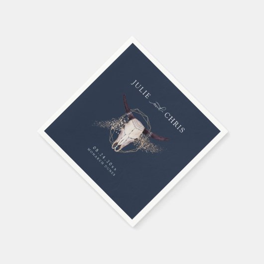 Boho Chic Steer Skull Wedding Serviette (Ecke)