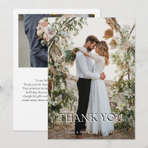 Boho-Chic-Strandhochzeit-Dankeskarten mit Blumenmo Dankeskarte