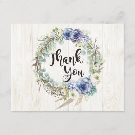 Boho Chic succulent Eucalyptus Rustic Vielen Dank Dankeskarte