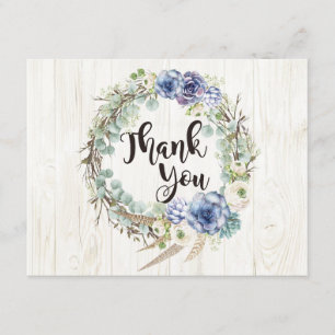 Boho Chic succulent Eucalyptus Rustic Vielen Dank Dankeskarte