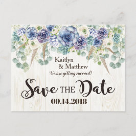 Boho Chic succulent Eucalyptus Save the Date Ankündigungspostkarte