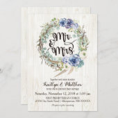 Boho Chic Succulents Eukalyptus Rustic Wedding Einladung (Vorne/Hinten)