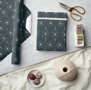 Boho Chic Sunburst in Dark Navy Blue Geschenkpapier