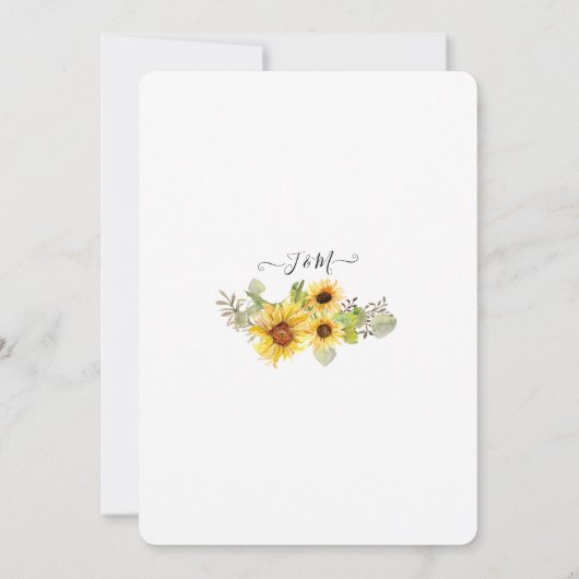 BOHO Chic Sunflower Eukalyptus Leaf Wedding Einladung (Rückseite)