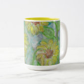 Boho Chic Sunflowers Wasserfarbe Art 15 oz Tasse (VorderseiteRechts)