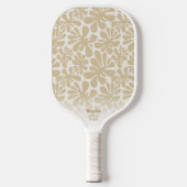 Boho Chic Tan Floral Muster Benutzerdefinierter Te Pickleball Schläger (Vorderseite)