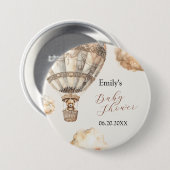 Boho Chic Teddy Bear Air Ballon Sky Ivoire Button (Vorne & Hinten)