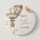 Boho Chic Teddy Bear Air Ballon Sky Ivoire Button (Vorderseite)