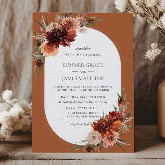 Boho Chic Terracotta Burnt Orange Rust Wedding Einladung