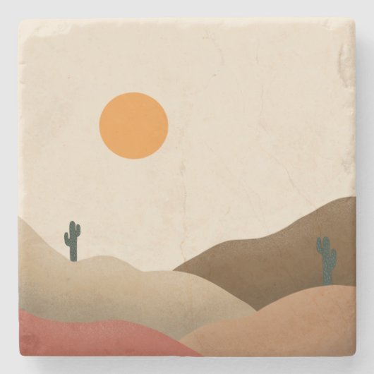 Boho Chic Terracotta Desert Cactus Monogram Steinuntersetzer (Vorderseite)