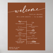 Boho Chic Terracotta DIY Wedding Welcome Timeline Poster (Vorne)