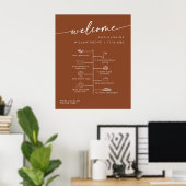 Boho Chic Terracotta DIY Wedding Welcome Timeline Poster (Heimbüro)
