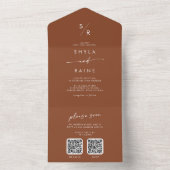 Boho Chic Terracotta Dual QR Code Wedding All In One Einladung (Innen Boden)