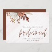 Boho Chic Terracotta Fall Bridesmaid Vorschlag Mitteilungskarte (Vorne/Hinten)