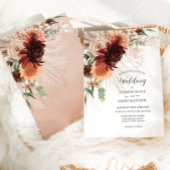 Boho Chic Terracotta Floral Pampas Grass Wedding Einladung