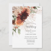 Boho Chic Terracotta Floral Pampas Grass Wedding Einladung (Vorderseite)
