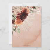 Boho Chic Terracotta Floral Pampas Grass Wedding Einladung (Rückseite)